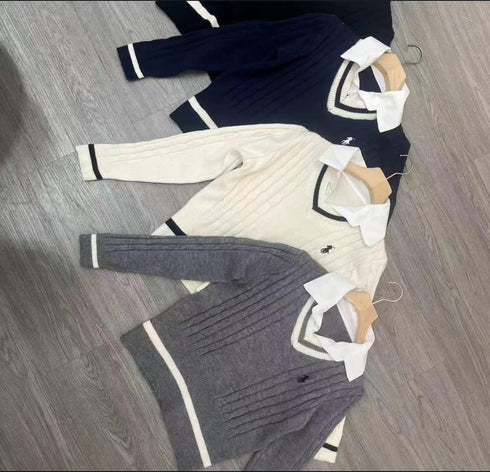 Winter Knitted V-neck Collar Down Pullover